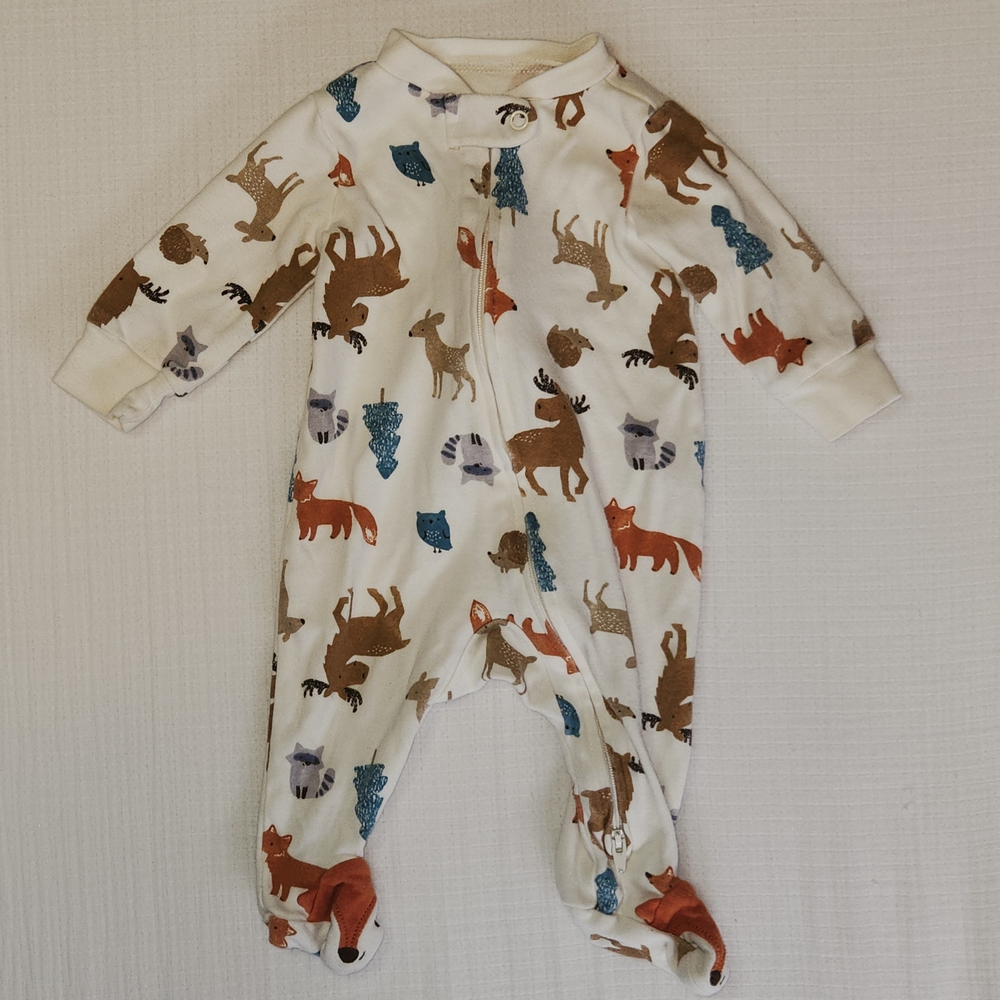Carter's Cream and Brown Animal Print Footie